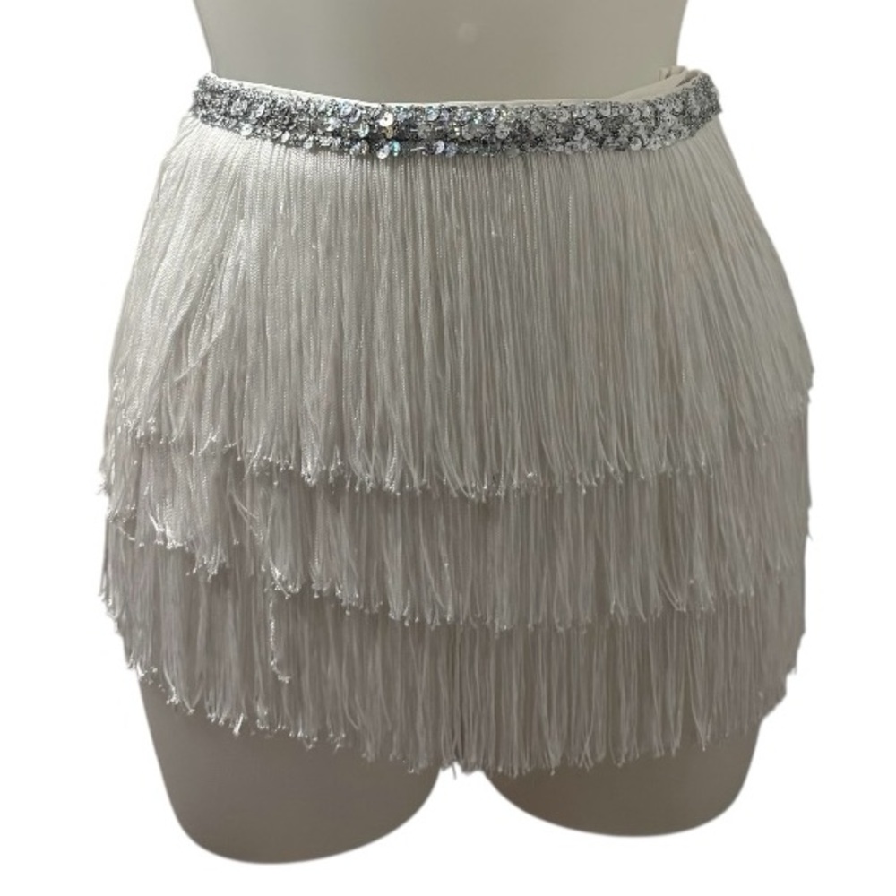 Sequin Belted Fringe Tie Belt / Skirt
